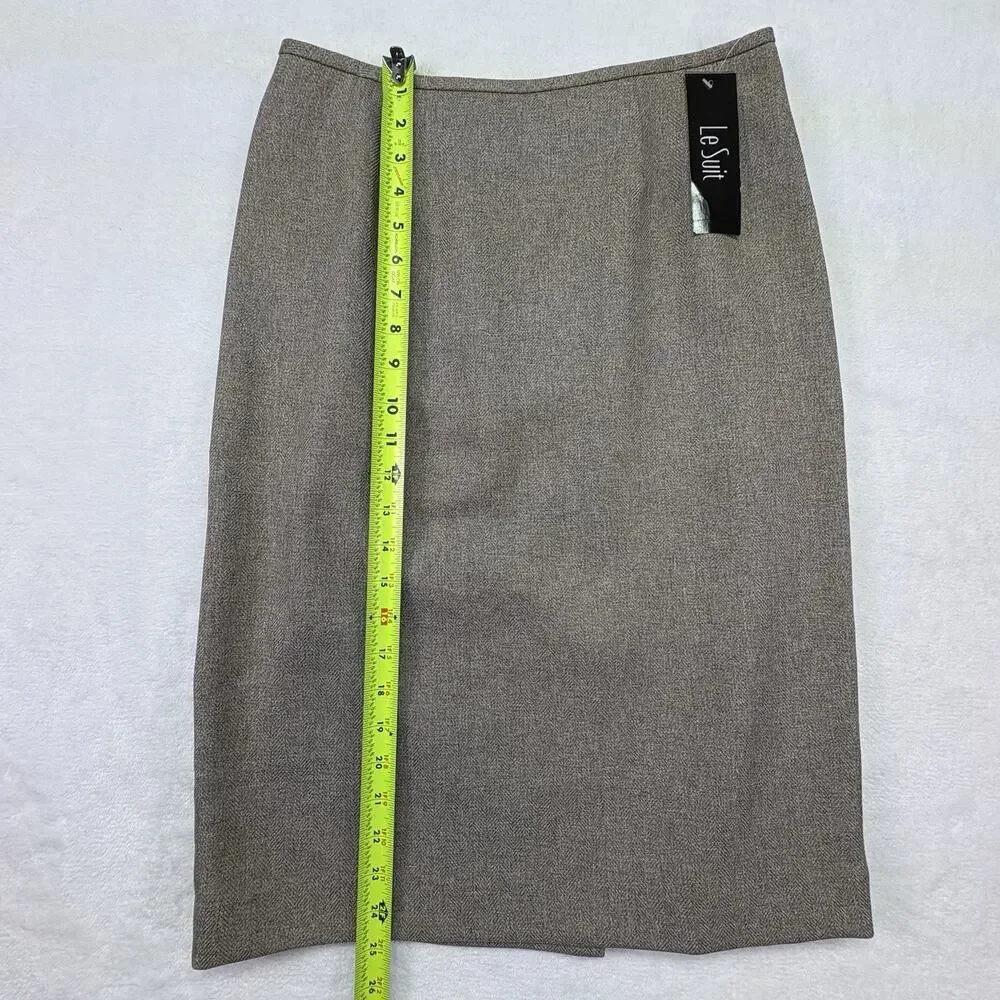 Le Suit Skirt Suit - Blazer Jacket & Skirt Brown Tweed NWT Size 6